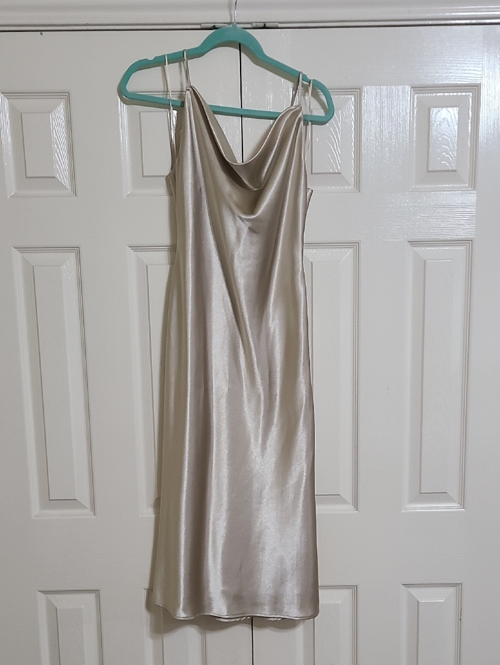 Birdy Grey Champagne Satin Cowl Midi Dress